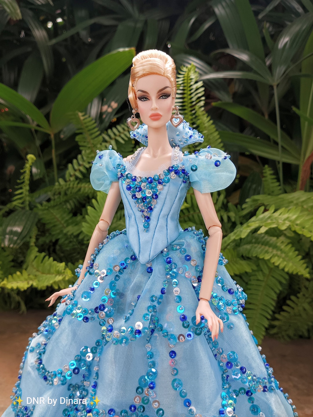 Glinda s wicked Iconic Bubble Dress Outfit Custom Beaded in Blue Body Fit Disney Fashion Royalty Poppy Parker Barbie Limited EXCLUSIVE Etsy