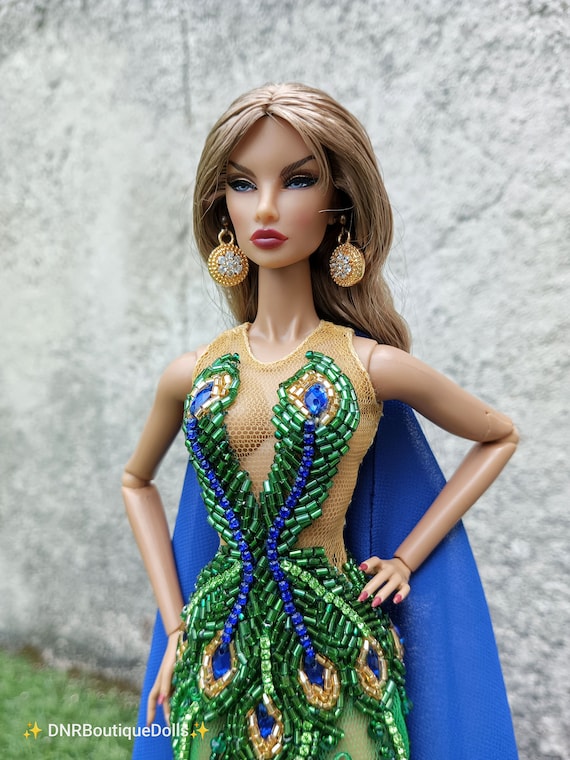 Beaded Peacock Doll Dress: Fashion Royalty, Nu Face, Poppy Parker Barbie - Etsy Beaded Peacock Doll Dress: Fashion Royalty, Nu Face, Poppy Parker Barbie - Etsy