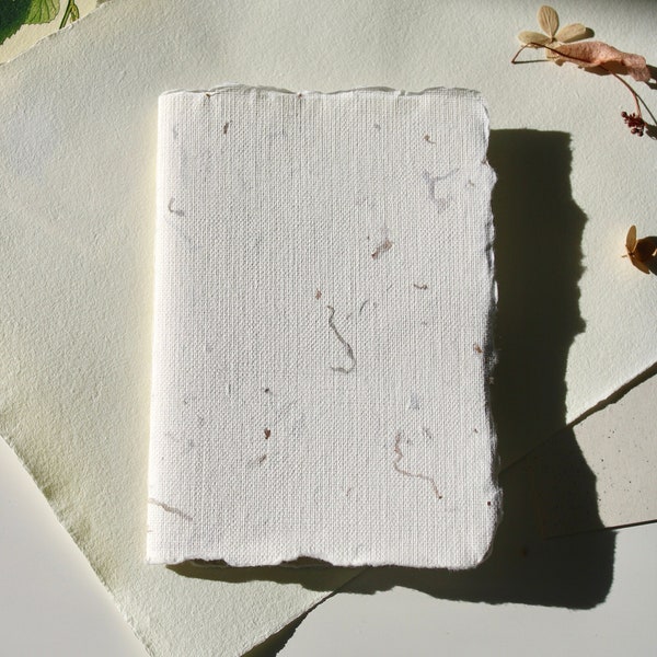 Soft Cover Journal with Tobacco Handcrafted Paper / Hand-Bound A6 Notebook with Blank Paper / Unique Handmade Stationary Inspired by Nature