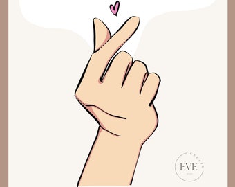 Korean Heart cute neutral wallpaper digital print art