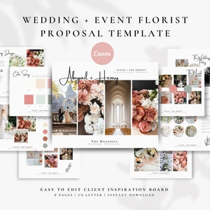 Plantilla de tablero de humor para propuestas de bodas y eventos de Canva: para floristas, profesionales de bodas, emprendedores, empresas emergentes y marcas comerciales