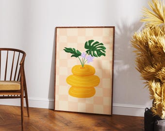 Abstract Vase Plant Wall Art Printable • Scandinavian Living Room Wall Decor • Minimalist Modern Botanical Digital Download