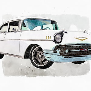1957 Chevrolet Bel Air - Chevy Automobile, Vintage, Retro, Historic, Classic Car, Fine Art Print, Wall Art, Home Décor, Gift