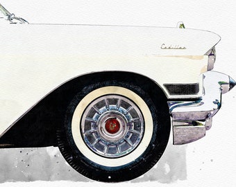 1957 Cadillac Series 62 - Automobile, Vintage, Retro, Historic, Classic Car, Fine Art Print, Wall Art, Home Décor, Gift