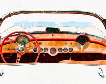 1957 Chevrolet Corvette - Automobile, Vintage, Retro, Historic, Classic Car, Fine Art Print, Wall Art, Home Décor, Gift