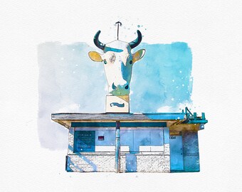 Cow Head - Wilson Dairy, Detroit, Michigan - Detroit Print, Fine Art Print, Wall Art, Home Décor, Gift