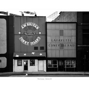 The Coneys, Detroit, Michigan - Black and White, Detroit Print, Fine Art Print, Wall Art, Home Décor, Gift