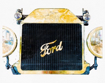 Ford, Detroit, Michigan - Automobile, Vintage, Retro, Historic, Classic Car, Fine Art Print, Wall Art, Home Décor, Gift