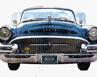 1955 Buick Super Series 50 - Automobile, Vintage, Retro, Historic, Classic Car, Fine Art Print, Wall Art, Home Décor, Gift
