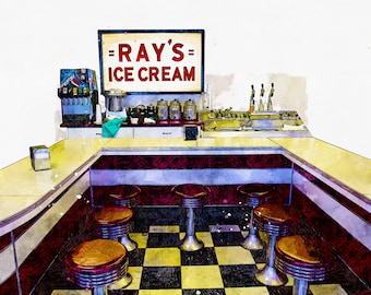 Ray's Ice Cream - Michigan Print, Fine Art Print, Wall Art, Home Décor, Gift