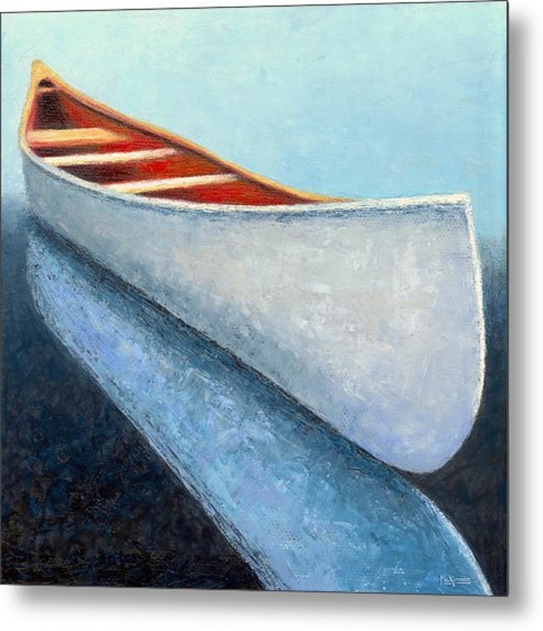 Bar Wall Art Abstract White Canoe Painting Contemporary - Etsy