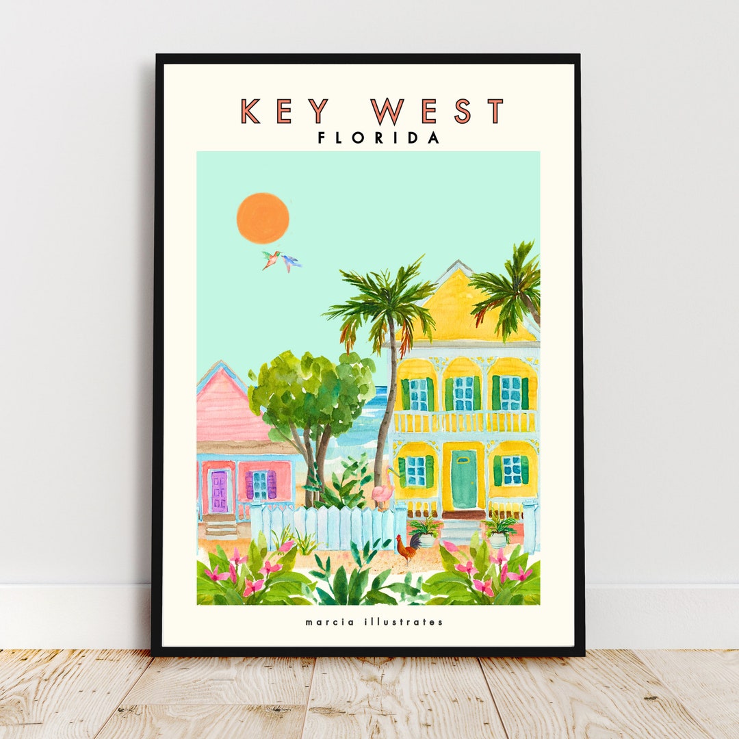 Key West Wall Art, Key West Print, Key West Illustration, Key West USA