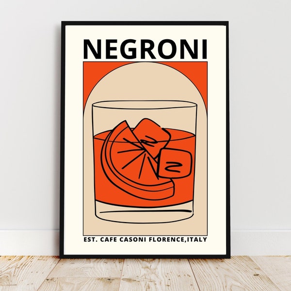 Negroni Print, Negroni Poster, Negroni Art, Negroni Wall Art, Negroni Cocktail, Negroni Lover, Negroni Cocktail Print, Negroni Cocktail Art