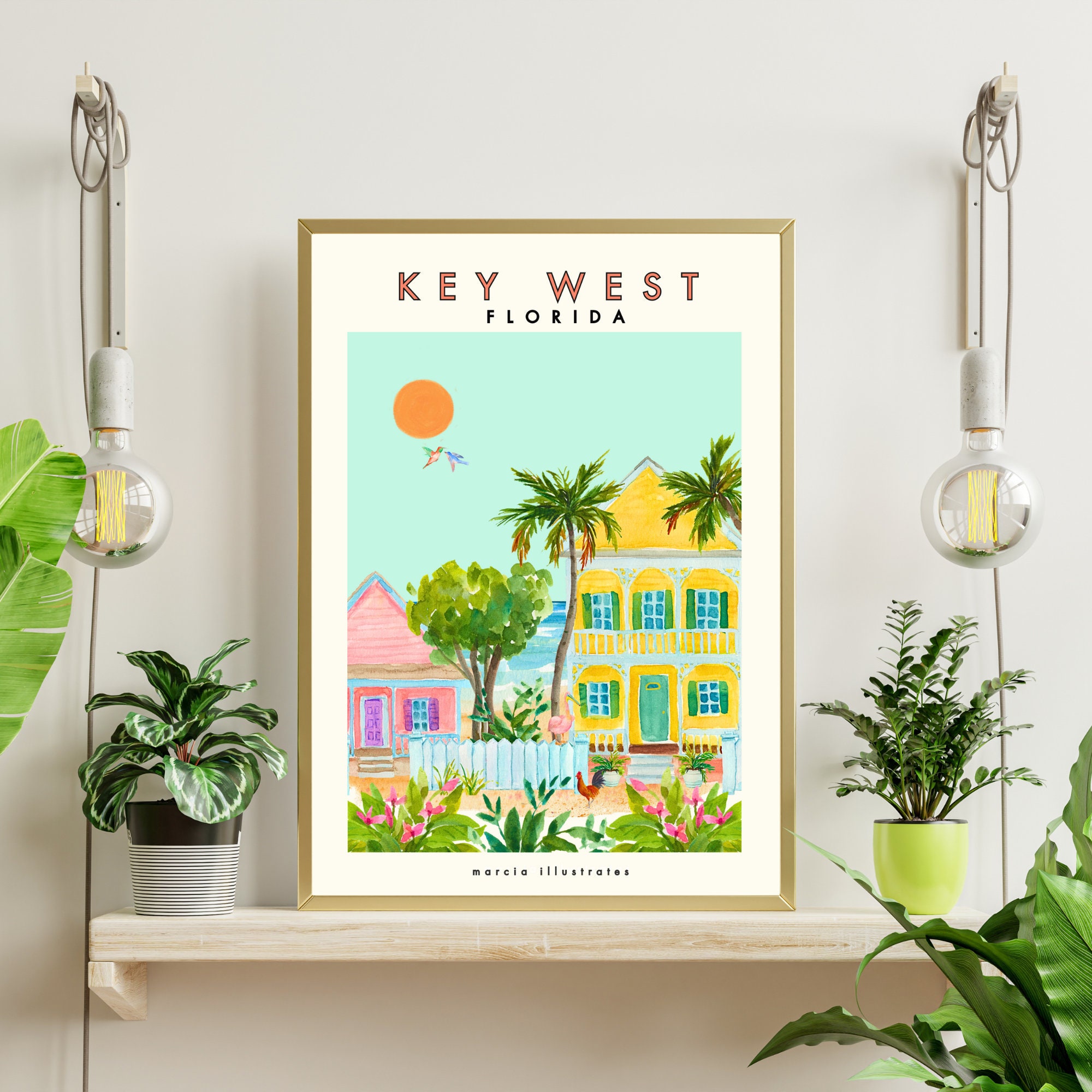 Key West Wall Art, Key West Print, Key West Illustration, Key West USA