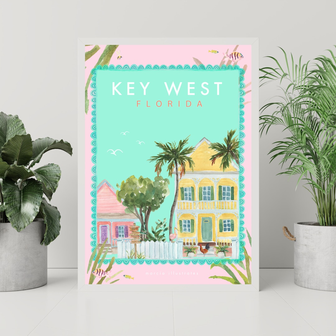 Key West Wall Art Key West Print Key West Illustration Key Etsy