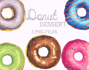 Donut Png Clipart, Watercolor Donut Sublimation, Sprinkle Icing Food clipart, Sweet Dessert Designs, Donut Illustration