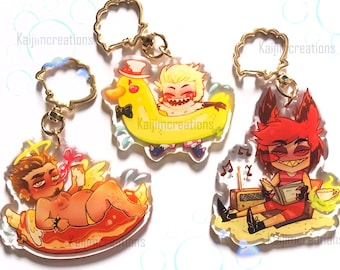 Hazbin Beach Babes keychains charms - Lucifer, Adam & Alastor