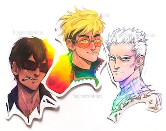 Holographic Trigun stickers - Wolfwood, Vash & Nai