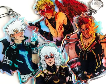 Hero&villain swap keychains [Hawks, Shigaraki, Endeavor and Dabi / Touya Todoroki] - [holo and transparent]