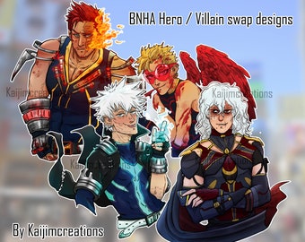 HERO&VILLAIN SWAP stickers [Hawks, Endeavor, Shigaraki and Dabi / Touya Todoroki]