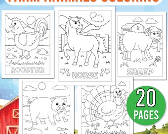 Farm Animal Coloring Sheets for Kids | 20 Printable Pages | Preschool & Toddler Activity