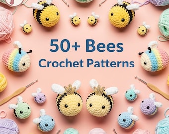Más de 50 patrones de abejas a crochet en PDF / Biblioteca de amigurumis de abejas Bumble, Rainbow y Pride / Descarga digital / MillionsOfPatterns