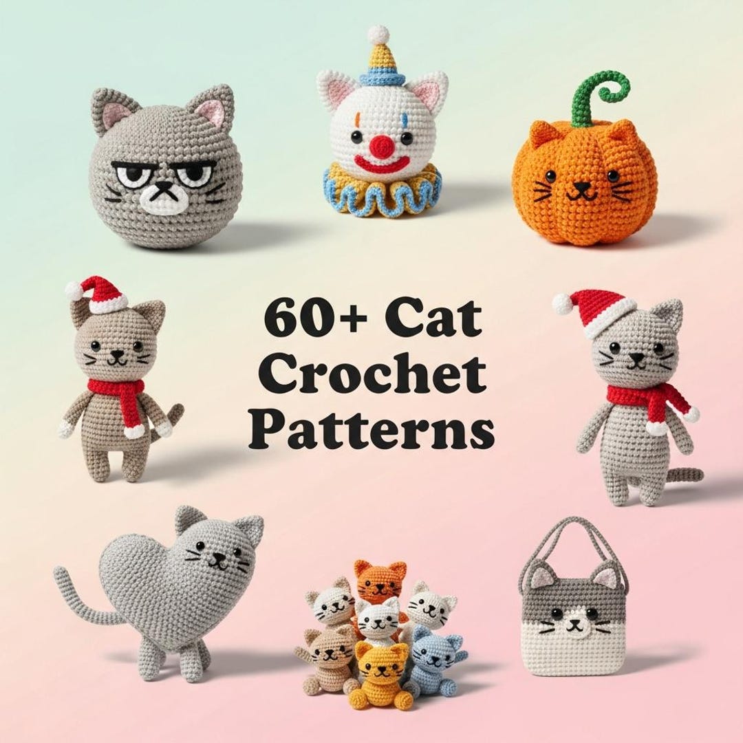 60+ Cat Crochet Pattern Bundle | Amigurumi Cat Patterns PDF | Grumpy ...