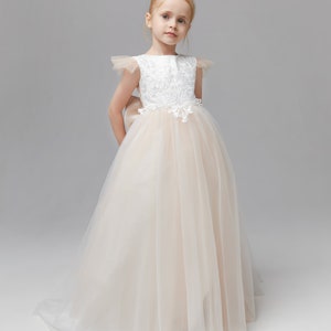 Flower Girl Dress Tutu Girl Dress Tulle Girl Dress Recital Dress Girl Dress for Wedding Baptism Girl Dress image 3