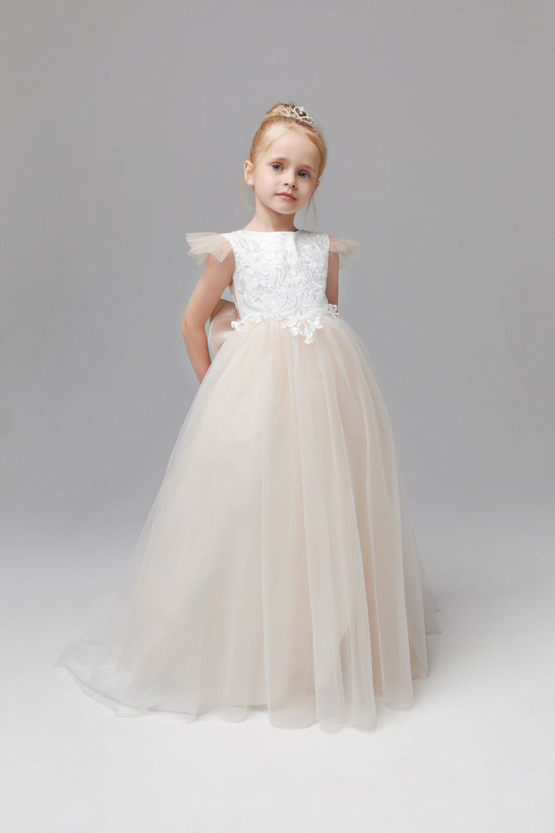 Flower Girl Dress Tutu Girl Dress Tulle Girl Dress Recital Dress Girl Dress for Wedding Baptism Girl Dress image 3