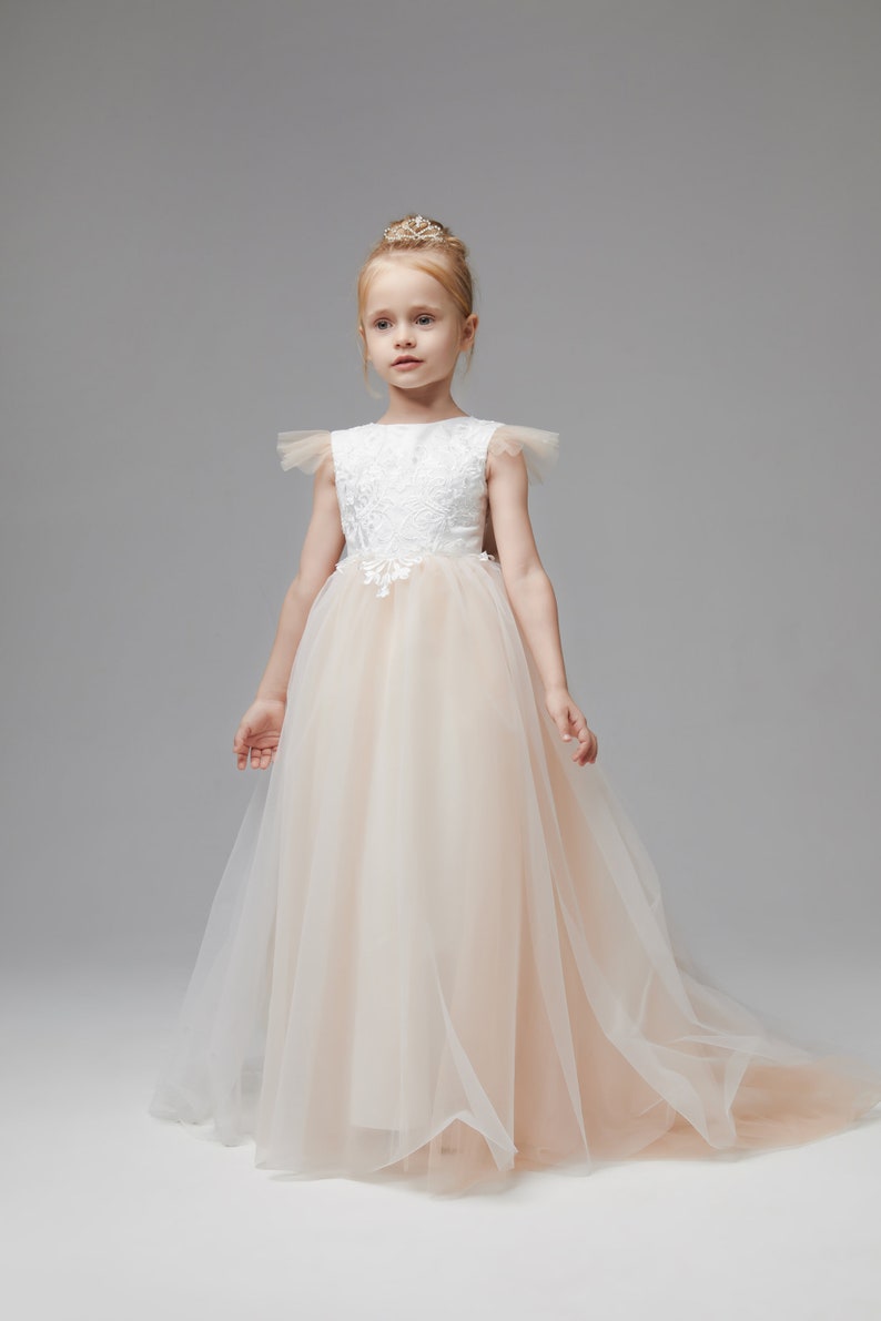 Flower Girl Dress Tutu Girl Dress Tulle Girl Dress Recital Dress Girl Dress for Wedding Baptism Girl Dress image 2