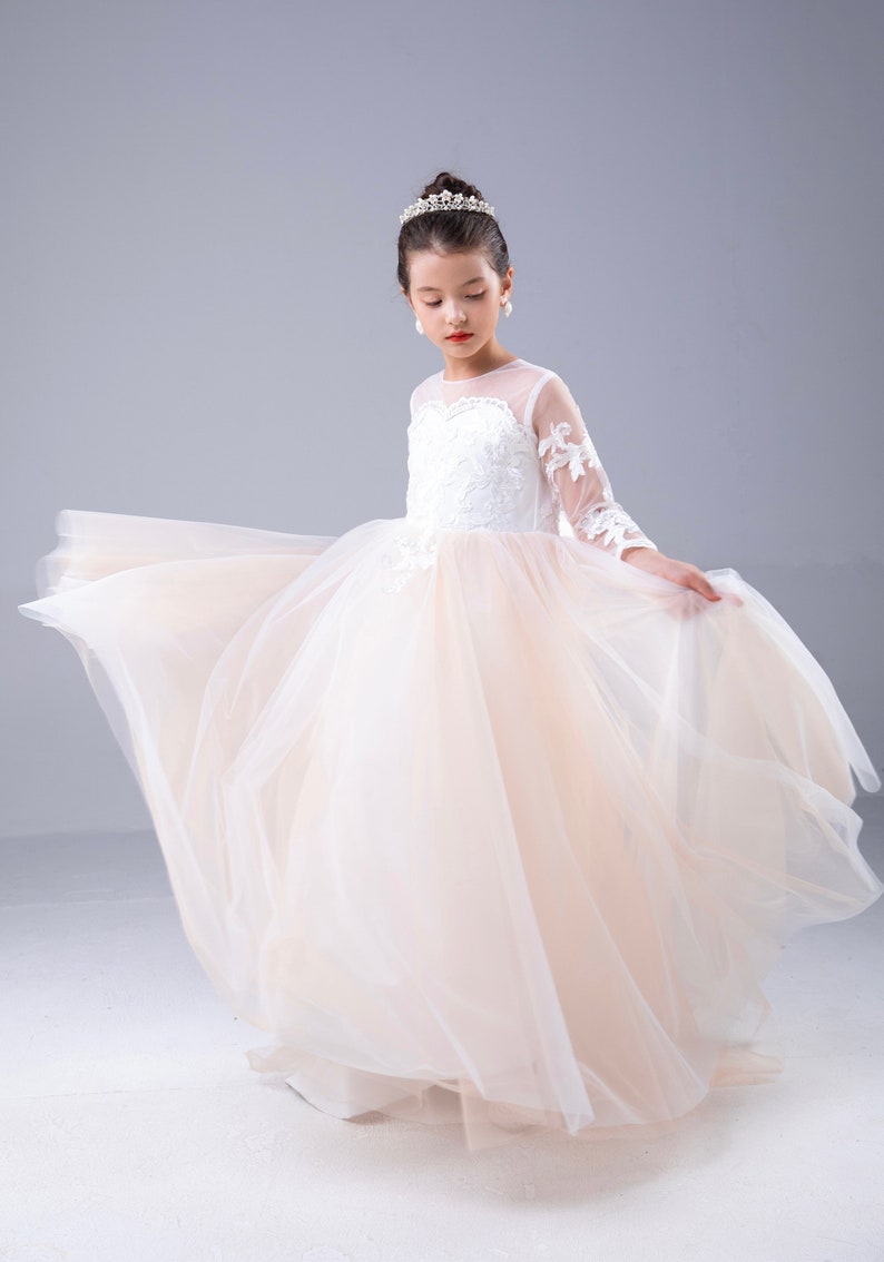 Flower Girl Dress Girl Dress for Wedding Tutu Girl Dress Baptism Girl Dress Tulle Girl Dress image 2