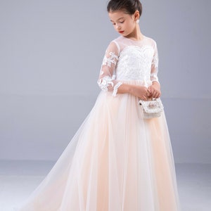 Flower Girl Dress Girl Dress for Wedding Tutu Girl Dress Baptism Girl Dress Tulle Girl Dress image 3