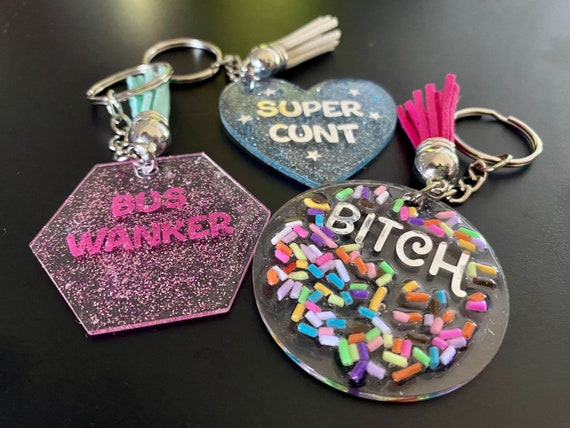 Rude Keychains keyring Personalised bubble sprinkles Rude Words Birthday Gifts Adult hen Party stag Party Etsy