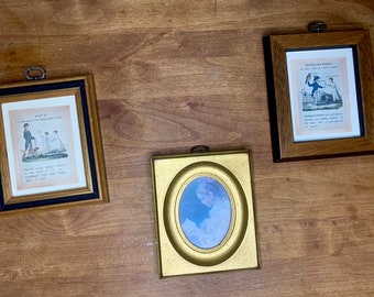 Framed Vintage Gallery Wall Set of 3| Victorian Schoolhouse Dictionary Prints and “A Young Girl Reading”
