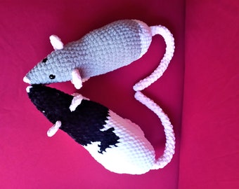 Cute Pet Rat Crochet Plushie, Ratto Da Compagnia All'Uncinetto, Fancy Rats Amigurumi,  Peluche Rattino Domestico, Unconventional Pets Gift.