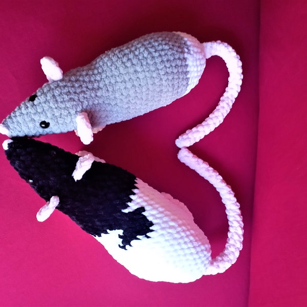Mignon Pet Rat Crochet Pelucie, Ratto da Compagnia All’Uncinetto, Fancy Rats Amigurumi, Peluche Rattino Domestico, Cadeau d’animaux non conventionnels.