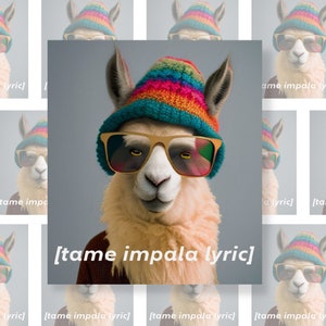 Tame Impala Hipster Llama Sticker - Funny sticker for men, for women, for all