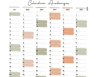 Calendar for the year 2022-2023, annual planner, overview of the year, important dates to print.