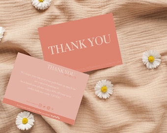 EDITABLE Pink Discount Business Thank You Card Template, Printable Thanks For Your Purchase Card, Insert Card, Thank You For Your Order