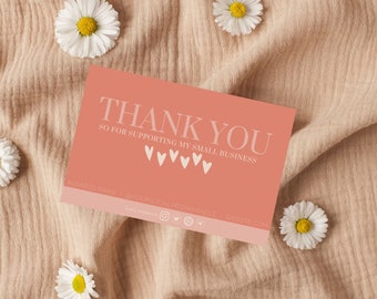 EDITABLE Pink Simple Discount Business Thank You Card Template, Printable Thank Your Purchase Card, Insert Card, Thank You For Your Order