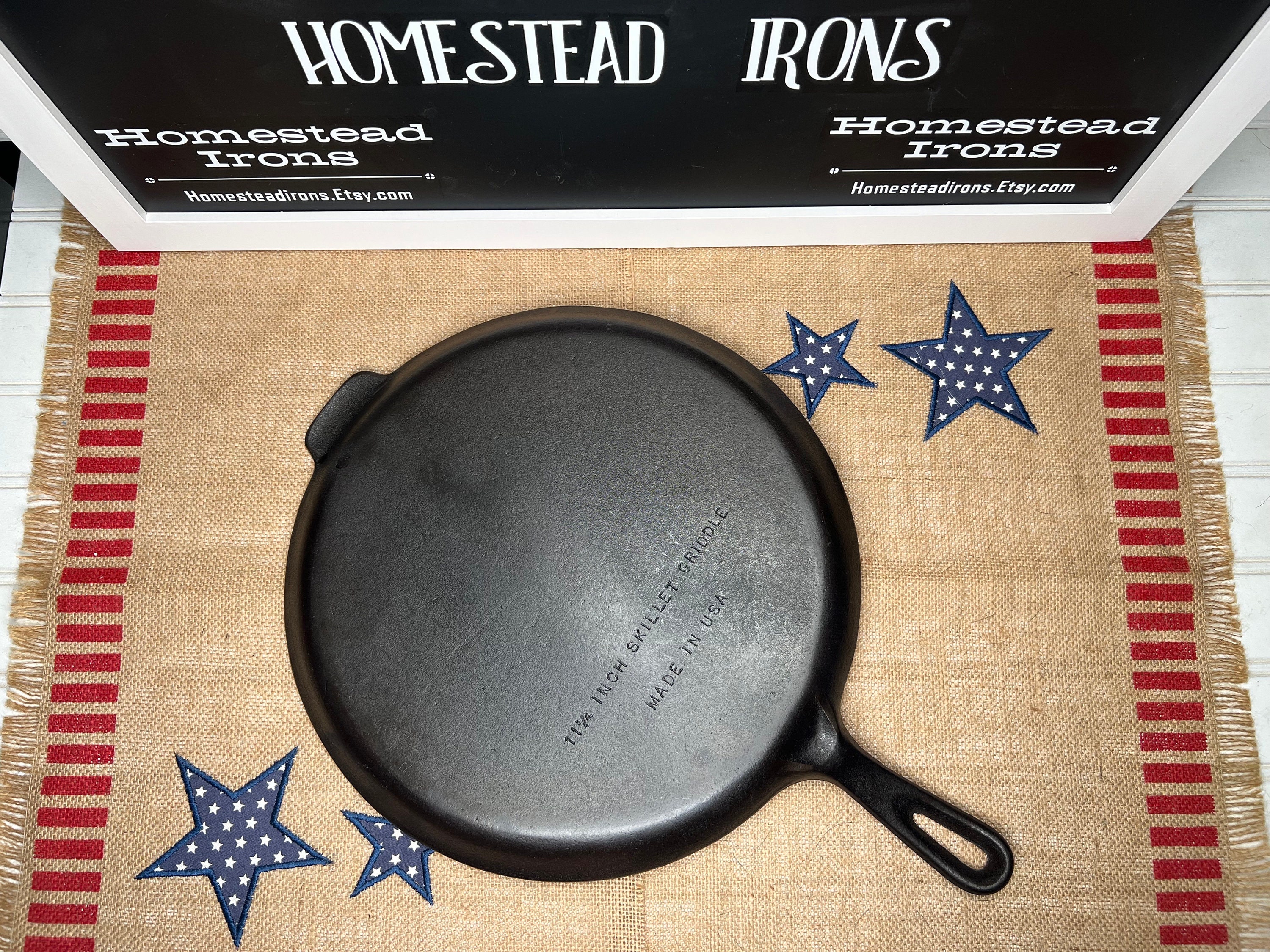 Unmarked Wagner 11 Cast Iron Deep Double Skillet Set, restored