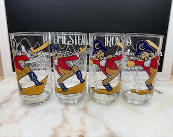 Vintage 1977 Captain Crook Mcdonalds Collector Glasses, Set of 2