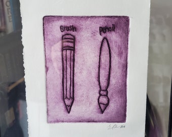 Painting in Irony (PURPLE) - Original Printing Press Print, Framed