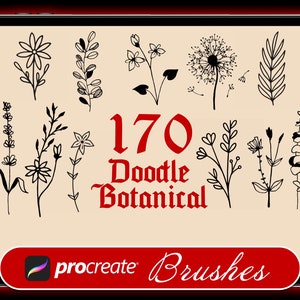 170 Procreate Doodle Botanical Flower Stamps Flower Tattoo Brushes Full Pack Procreate Floral Brushes Botanical Stamps Bouquet Stamps Brush
