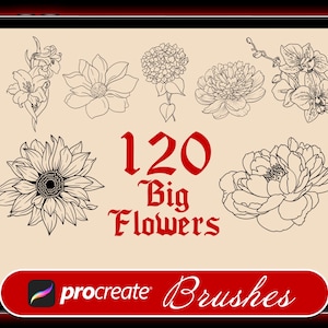 120 Procreate Blumenstempel | Procreate Blumenstempel | Blumen Procreate | Procreate Botanische | Blumen Stempel | Procreate Blumen Pinsel