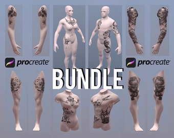 Procreate 3D object models, 3D woman model, 3D man model, 3D arm model, 3D leg model, 3D torso, procreate 3D human body, model tattoo