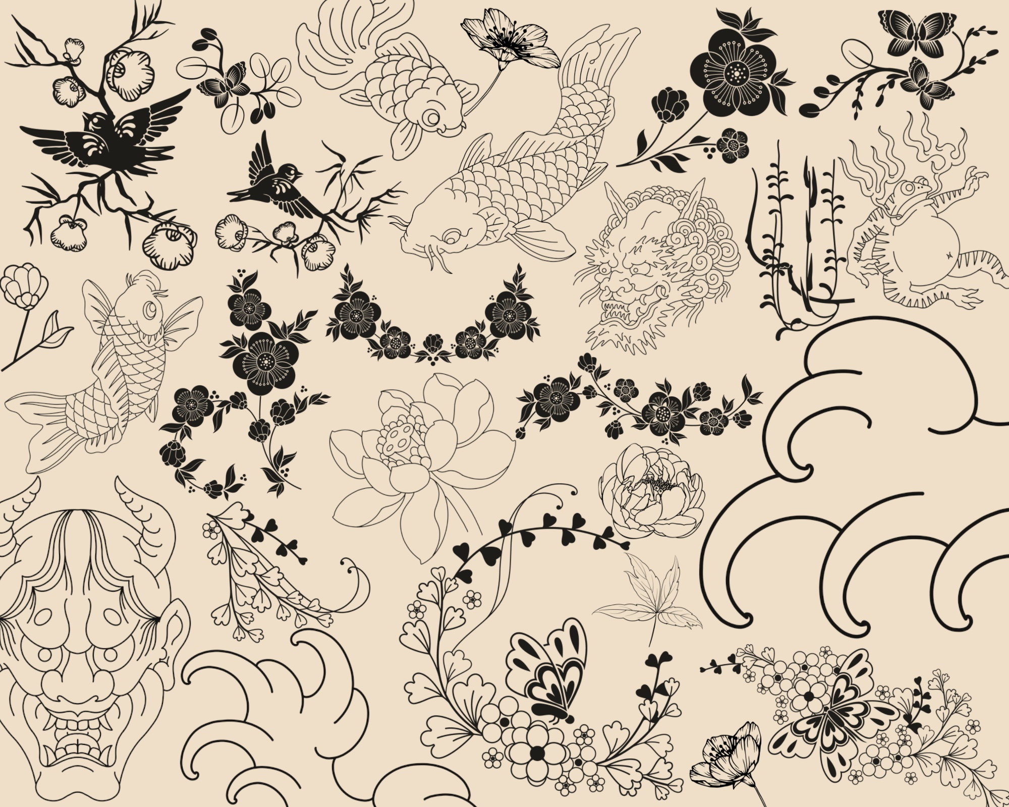 215 Procreate Japanese Tattoo Brushes Procreate Japan Etsy