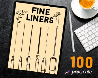 100 Fine Liner Brush Set for Procreate | Micron, Fineliners, Stipple Brushes, Pattern Brushes, inking and lineart