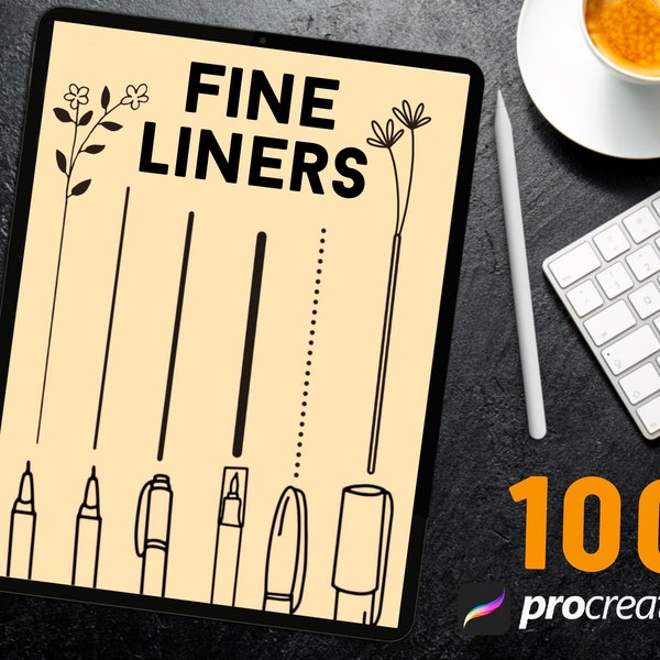 100 Fine Liner Pinsel Set für Procreate | Micron, Fineliner, Stipple-Pinsel, Musterpinsel, Tusche und lineart