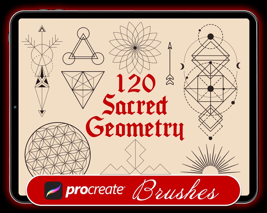 120 Sacred Geometry Procreate Brushes, Sacred Ornament Tattoo, Mystic